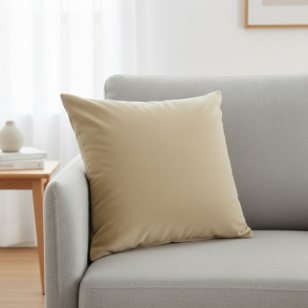 Fort Royal - Velvet Solid Dye Cushion Cover (Beige)