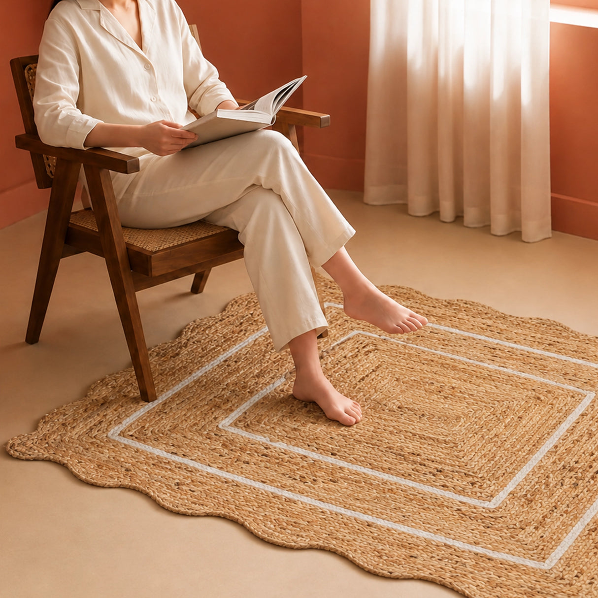Wave Jute Area Rug - Rectangular