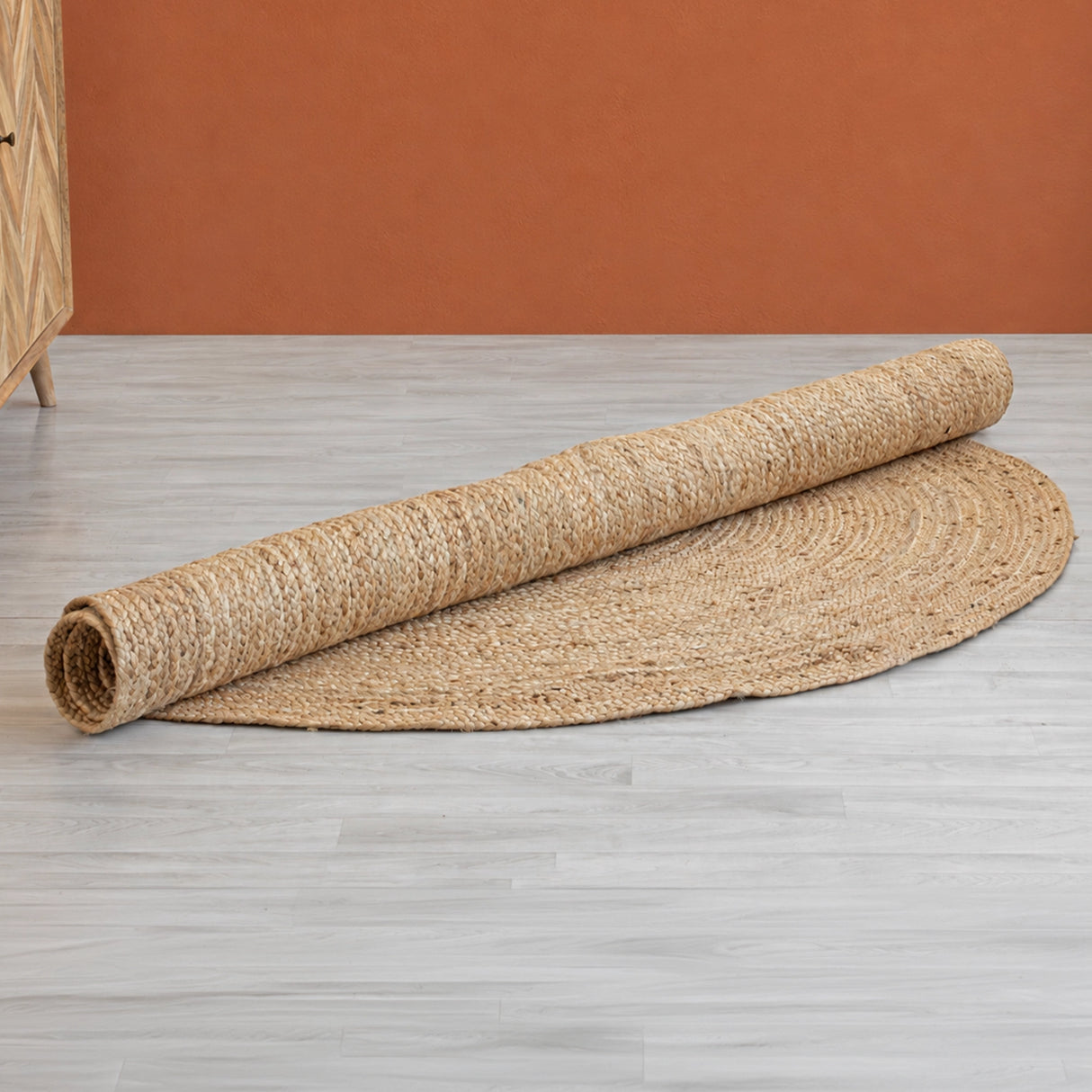 Solid Braided Jute Area Rug - Oval