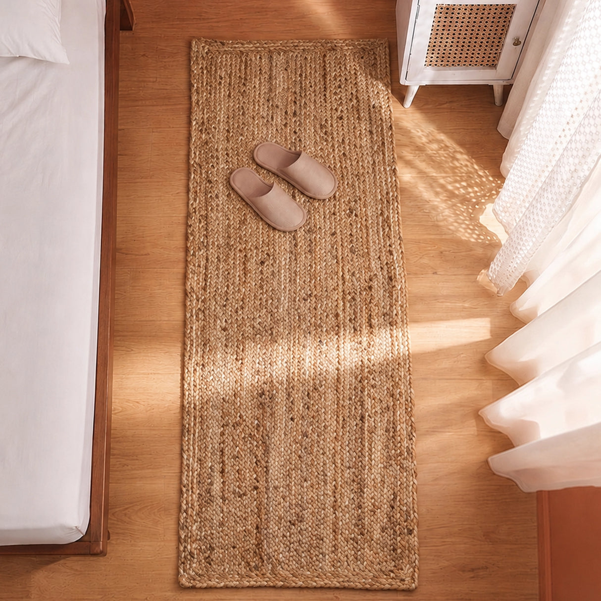 Scalloped Border Jute Area Rug - Rectangular