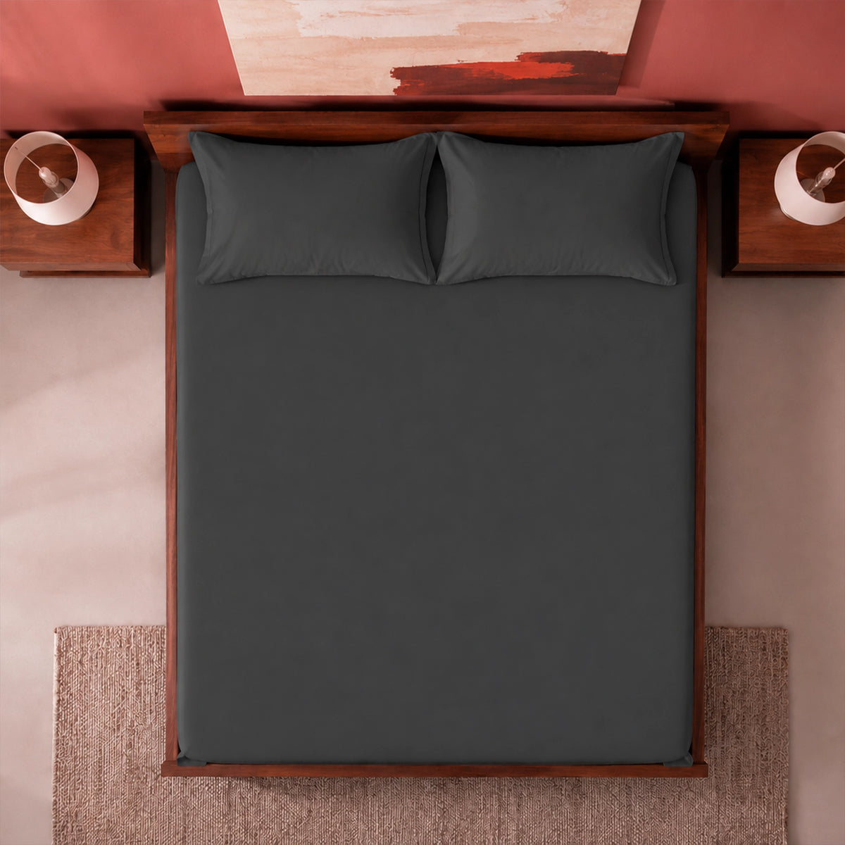 Fort Sublime - Solid Fitted Bedsheet (Dark Grey)