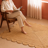Natural Scalloped Jute Area Rug - Rectangular