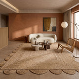 Natural Scalloped Jute Area Rug - Rectangular