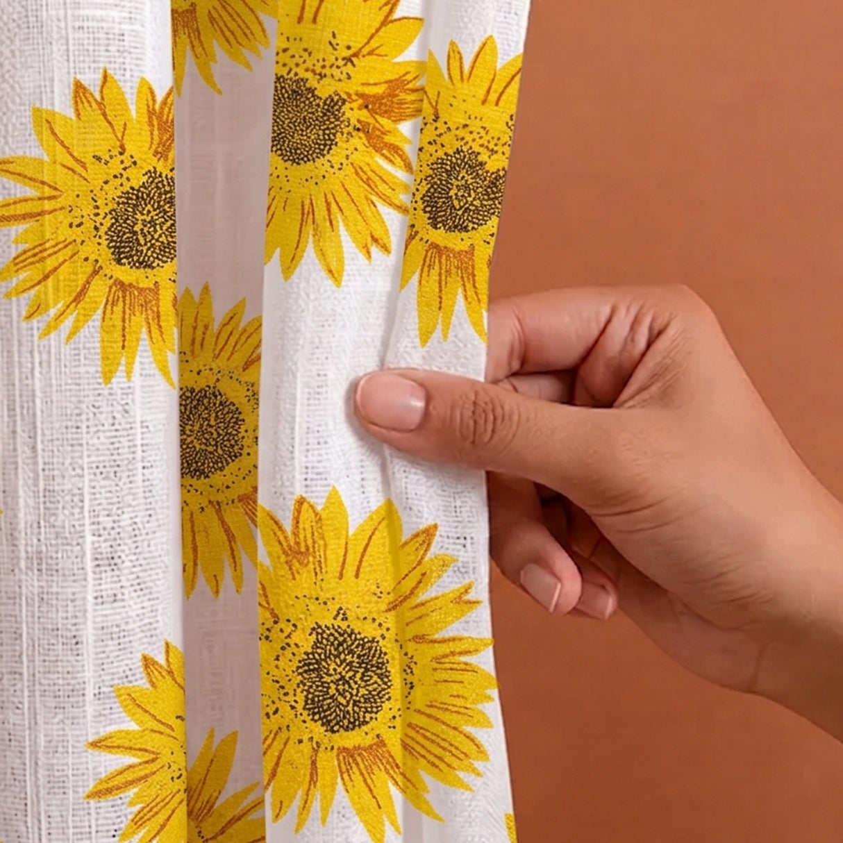 Imprimer Blooming Sunflowers - Printed Sheer Eyelet Curtain