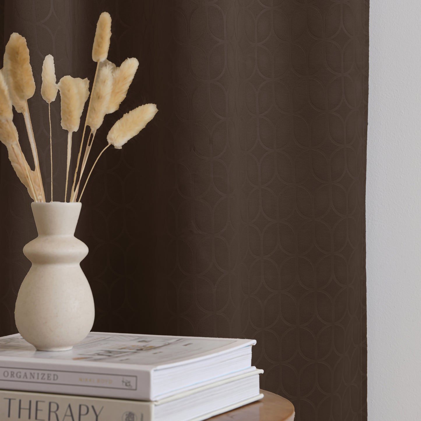 Brown Rod Pocket Solid Curtain