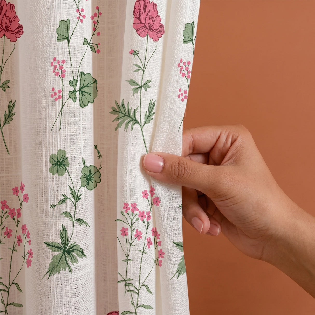 Imprimer Rosachic - Floral Printed Sheer Eyelet Curtain