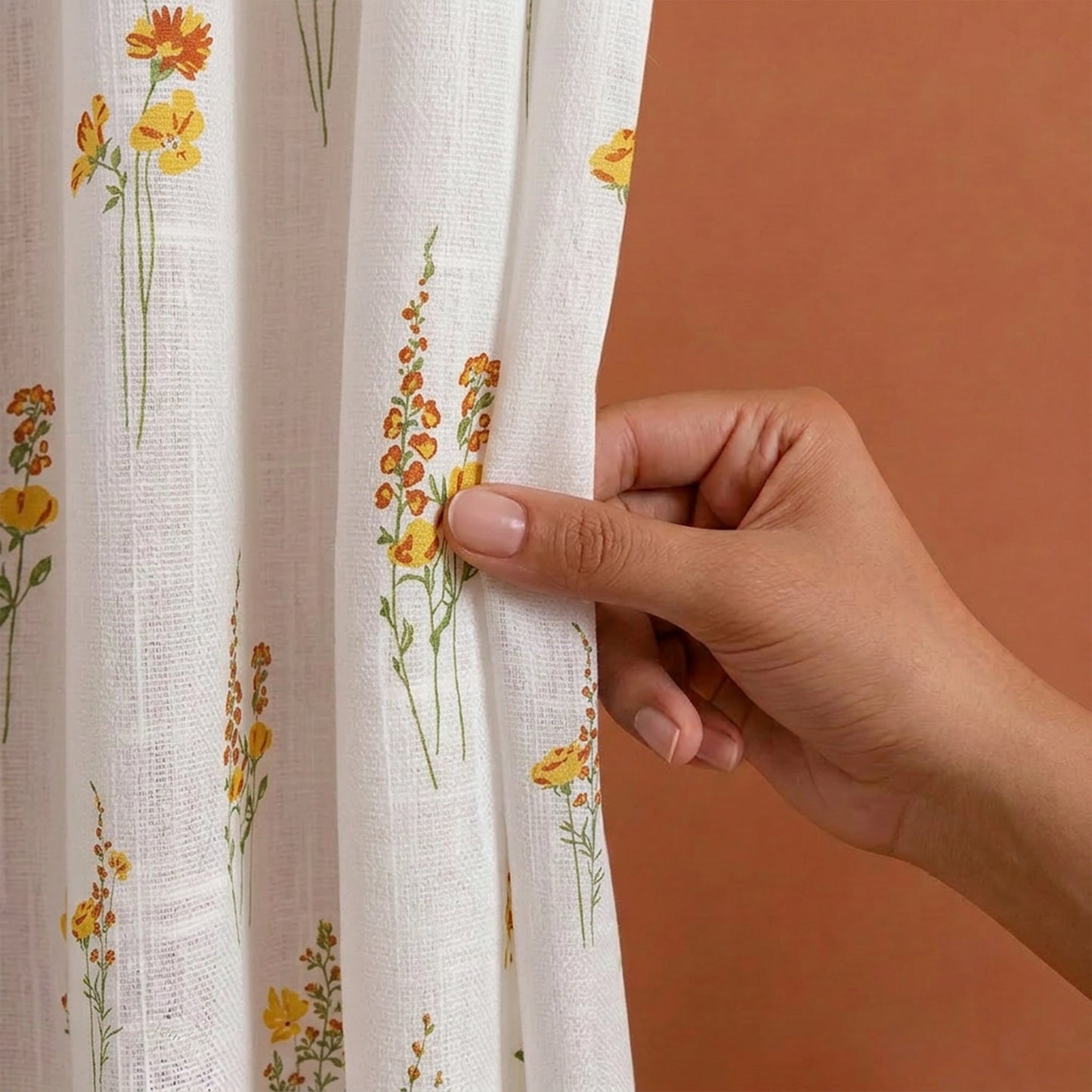 Opulent Bloom Printed Rod Pocket Sheer Curtain