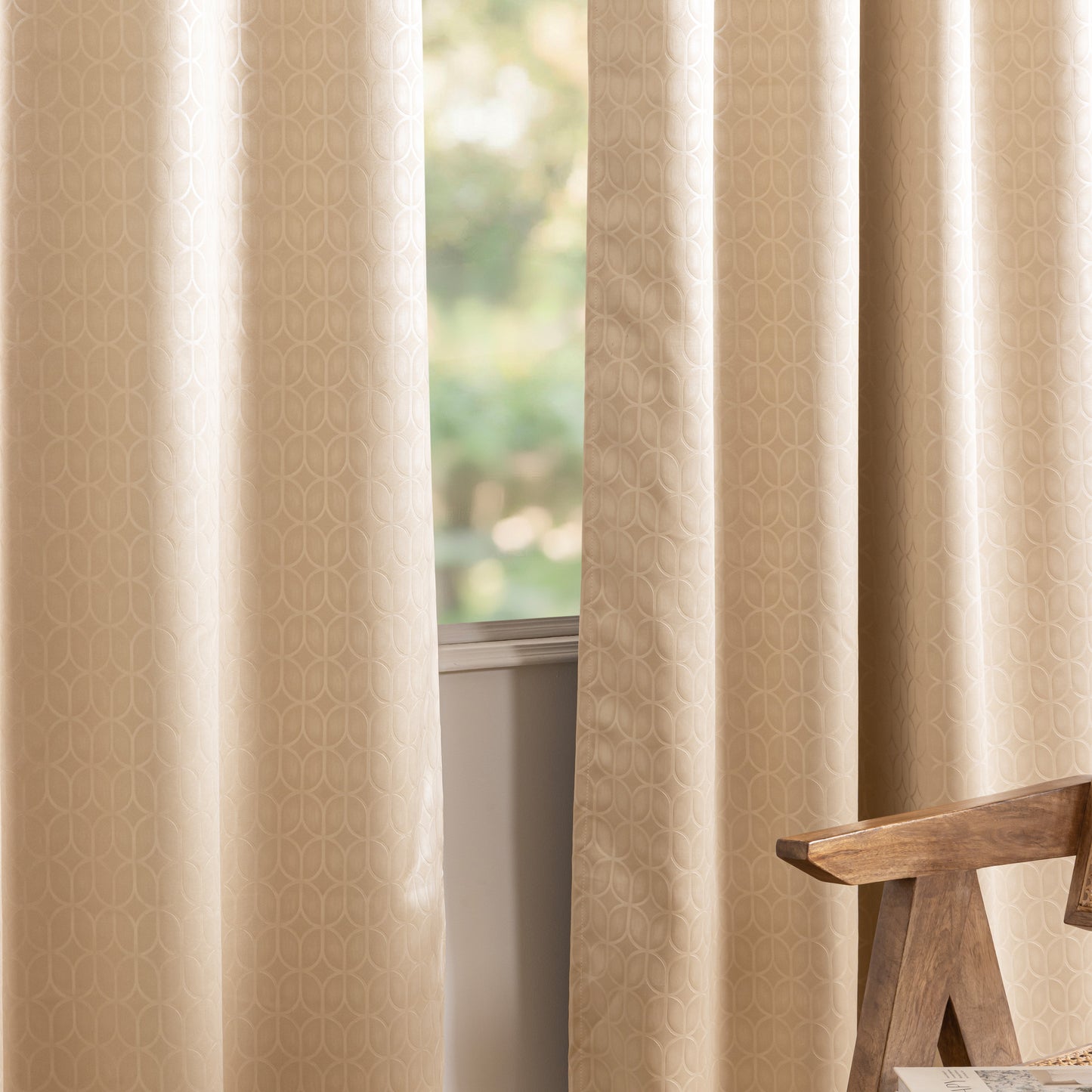 Beige Rod Pocket Solid Curtain