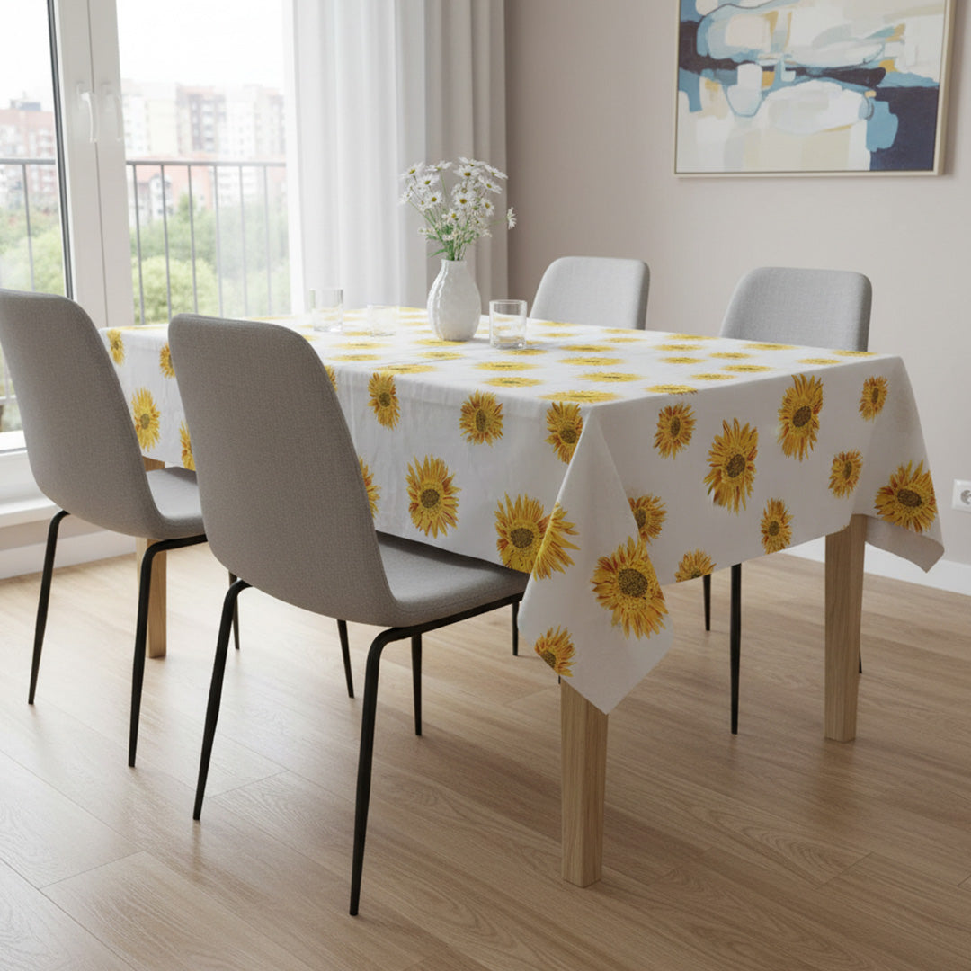 Cotton Sun Flower Print Dining Table Cover (Multicolor)