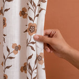 White Floral Velora Wines Eyelet Printed Sheer Curtain