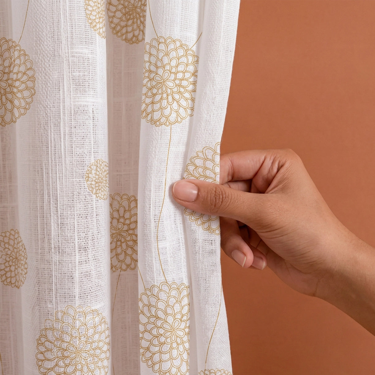 Imprimer Gold Dandelions - Rod Pocket Printed Sheer Curtain