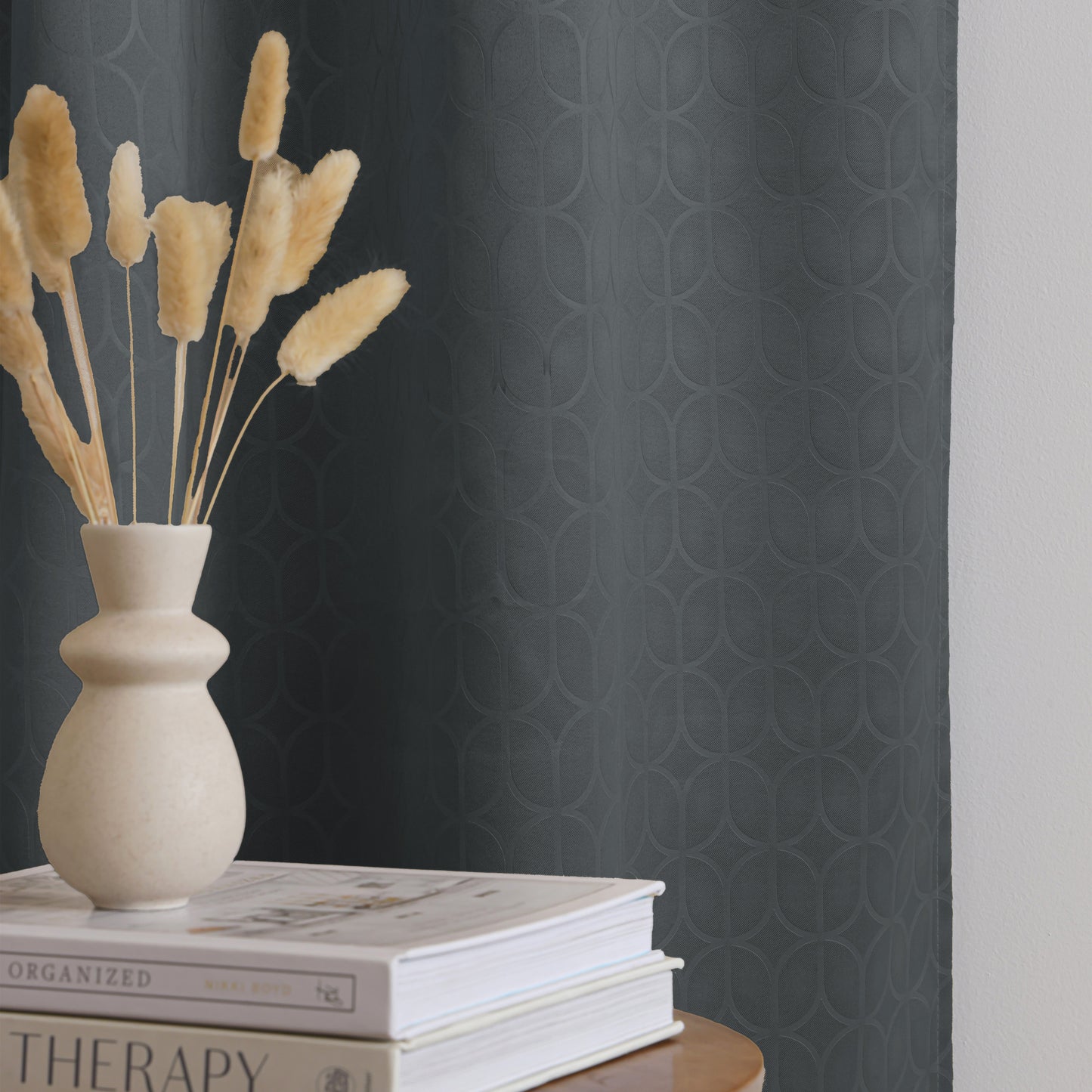 Grey Rod Pocket Solid Curtain