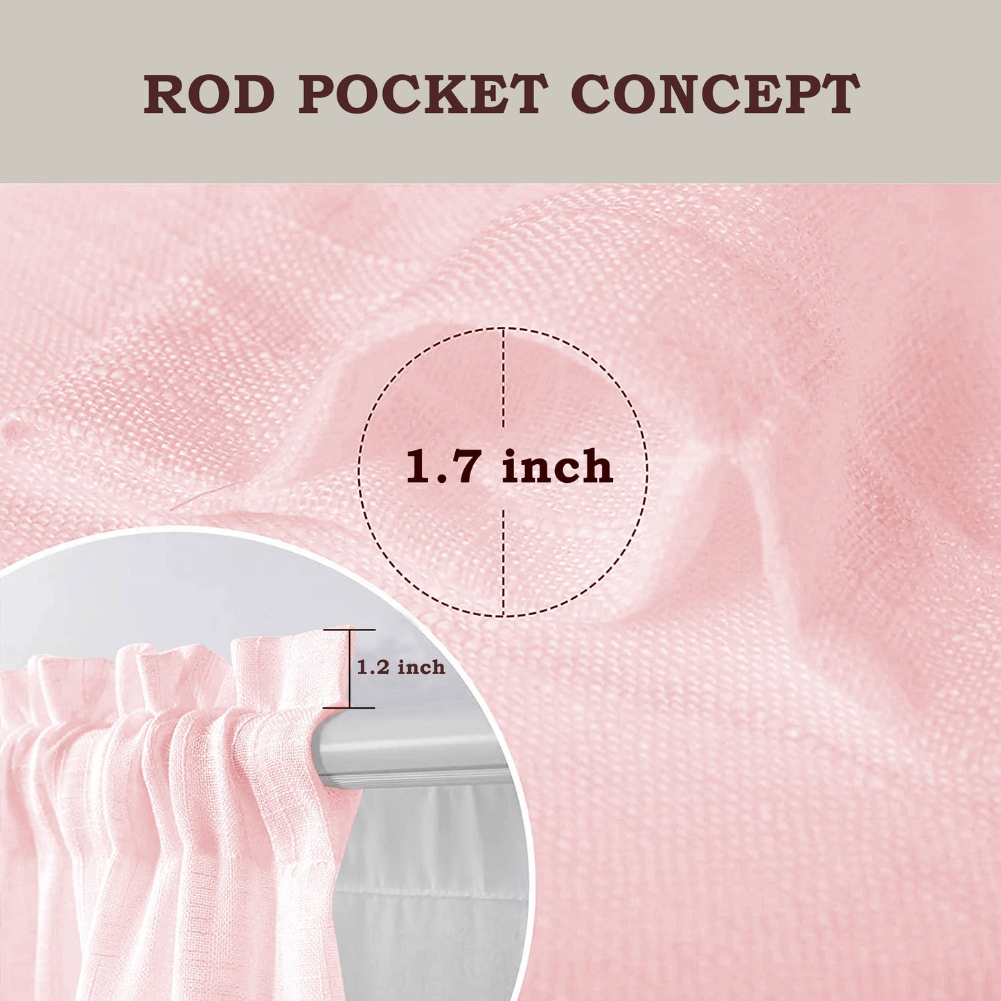Fort Absolute - Rod Pocket Pink Sheer Curtain