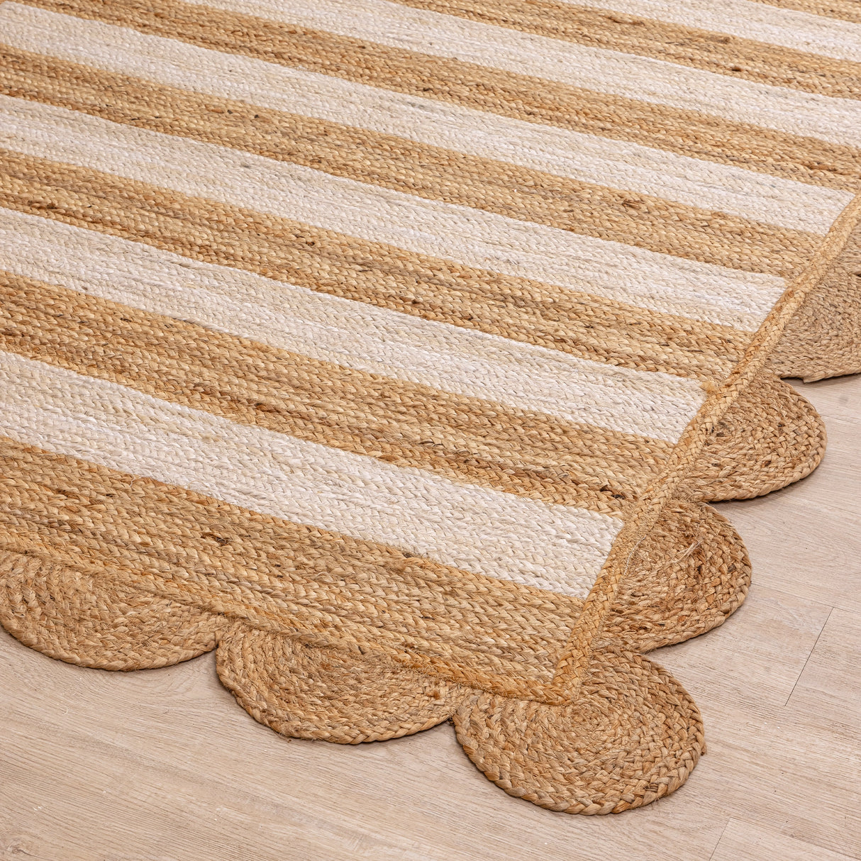Scalloped Stripe Jute Area Rug - Rectangular