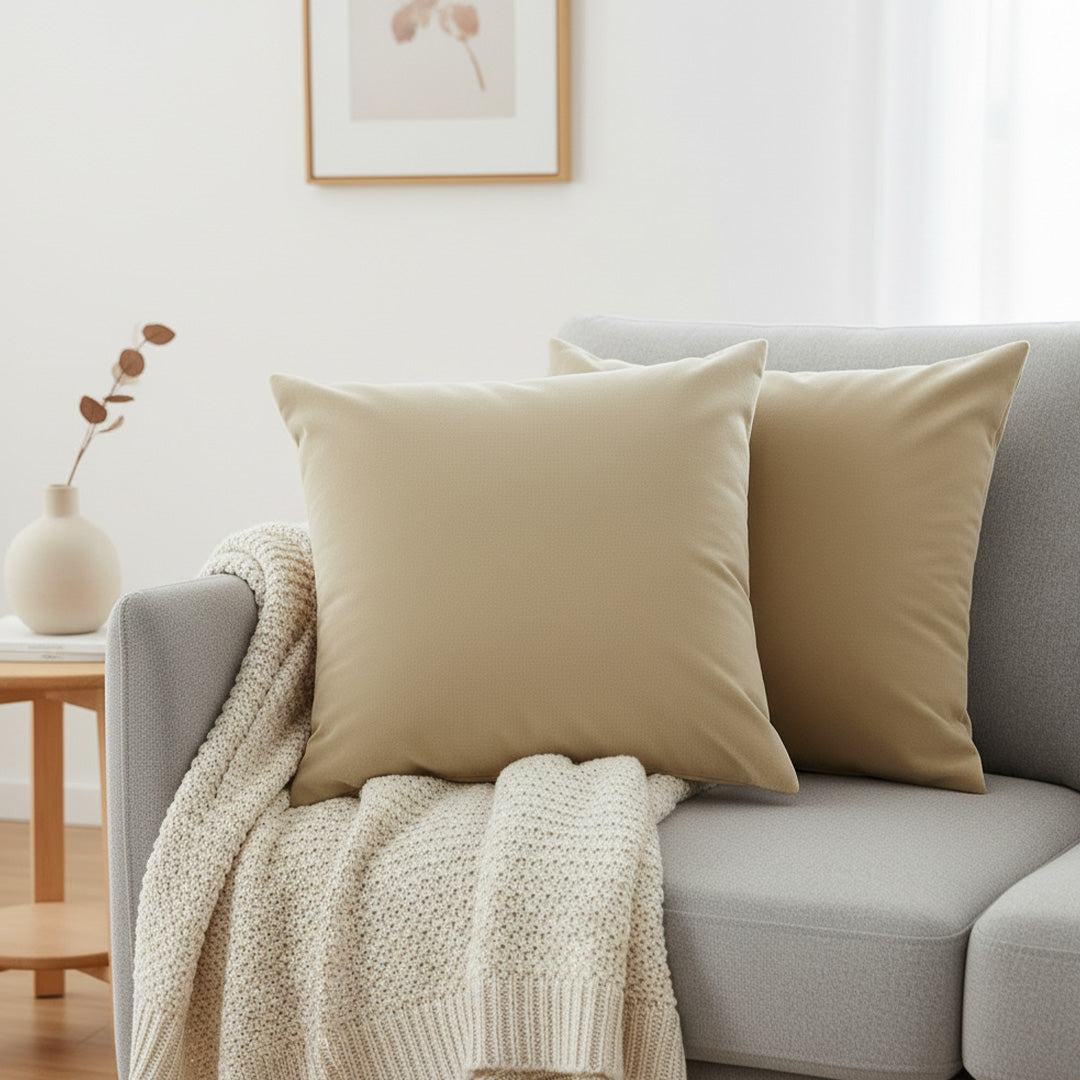 Fort Royal - Velvet Solid Dye Cushion Cover (Beige)