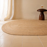 Solid Braided Jute Area Rug - Oval