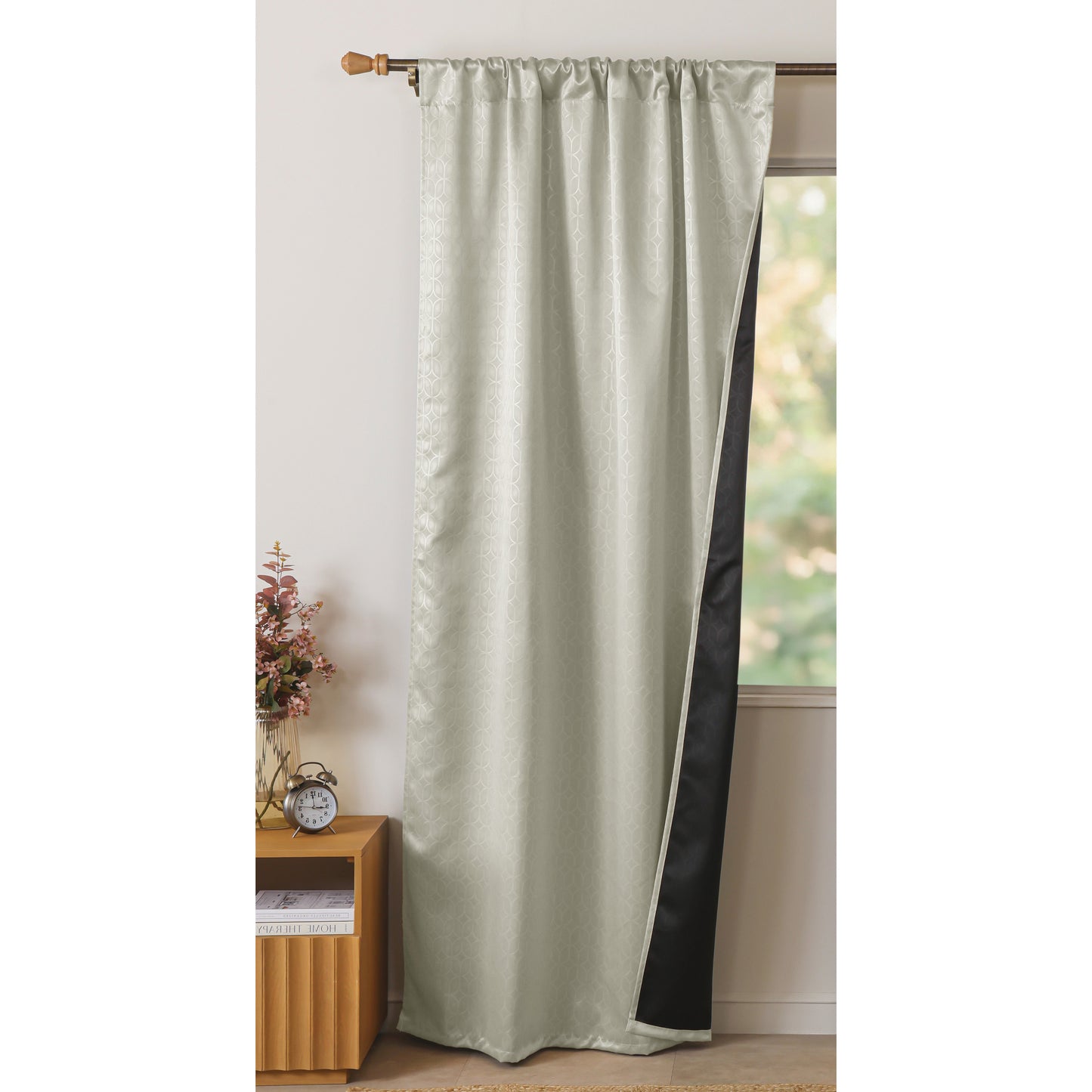 Off White Rod Pocket Solid Curtain