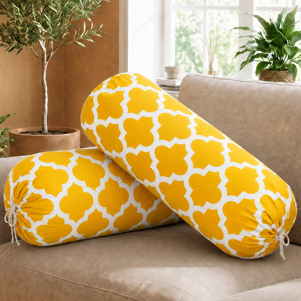 Imprimer Quatrefoil - Printed Bolster Cover (Yellow)