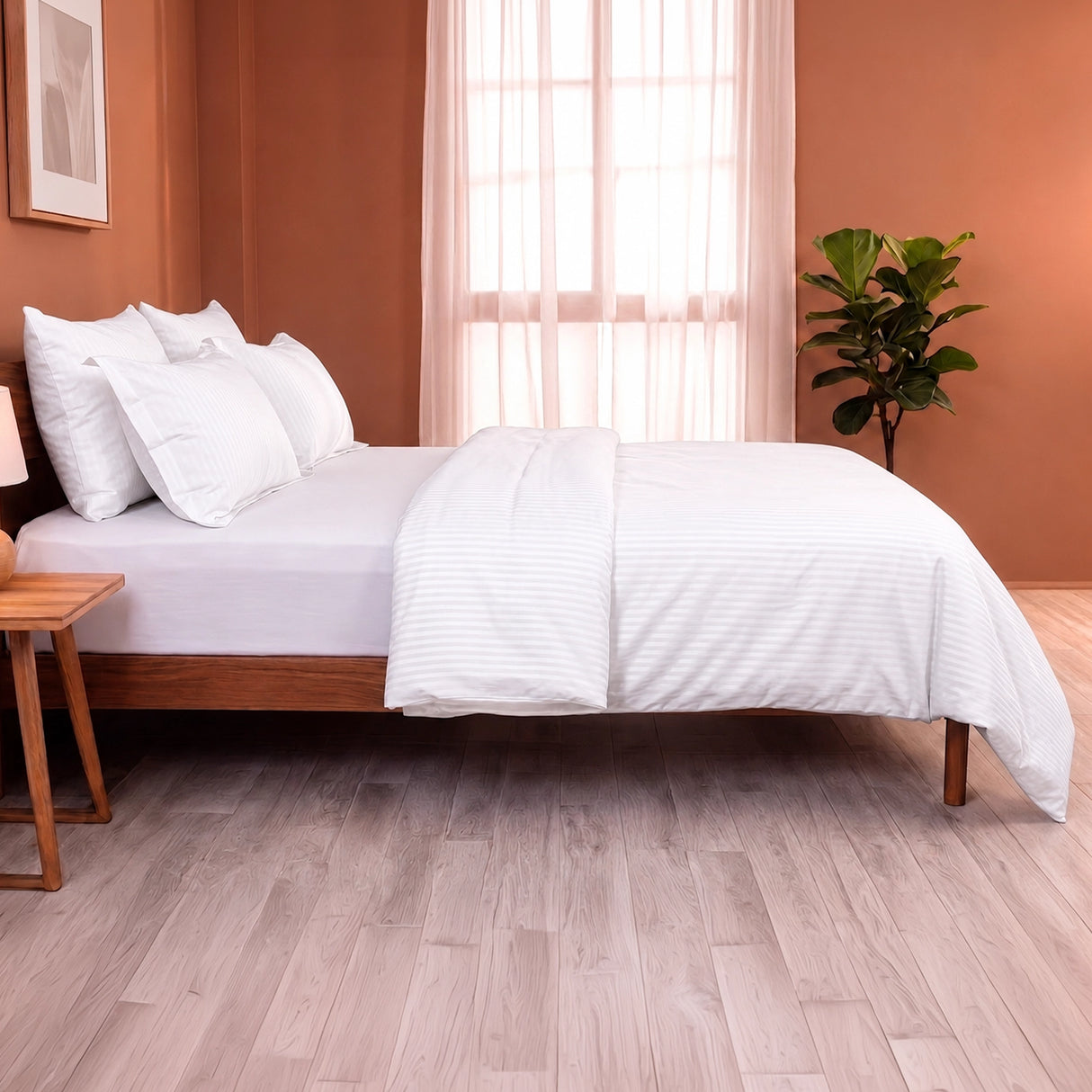 Breton Mellow - Satin Stripe Duvet Cover (White)