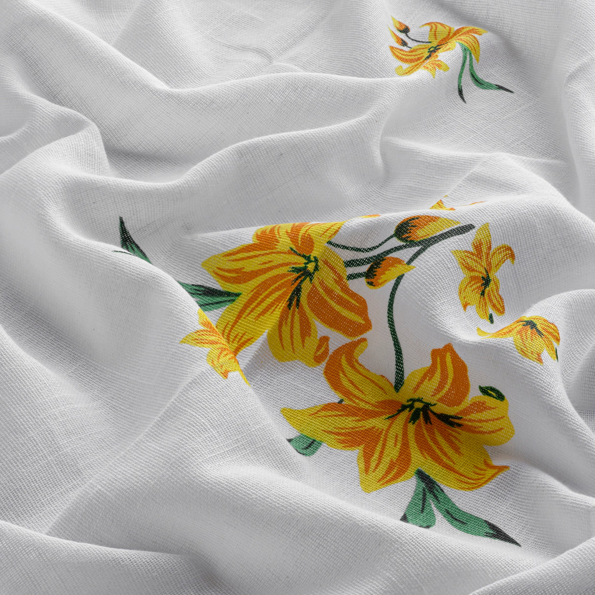 Imprimer Gleamflora - Flower Printed Rod Pocket Sheer Curtain (Yellow)