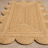Natural Scalloped Jute Area Rug - Rectangular