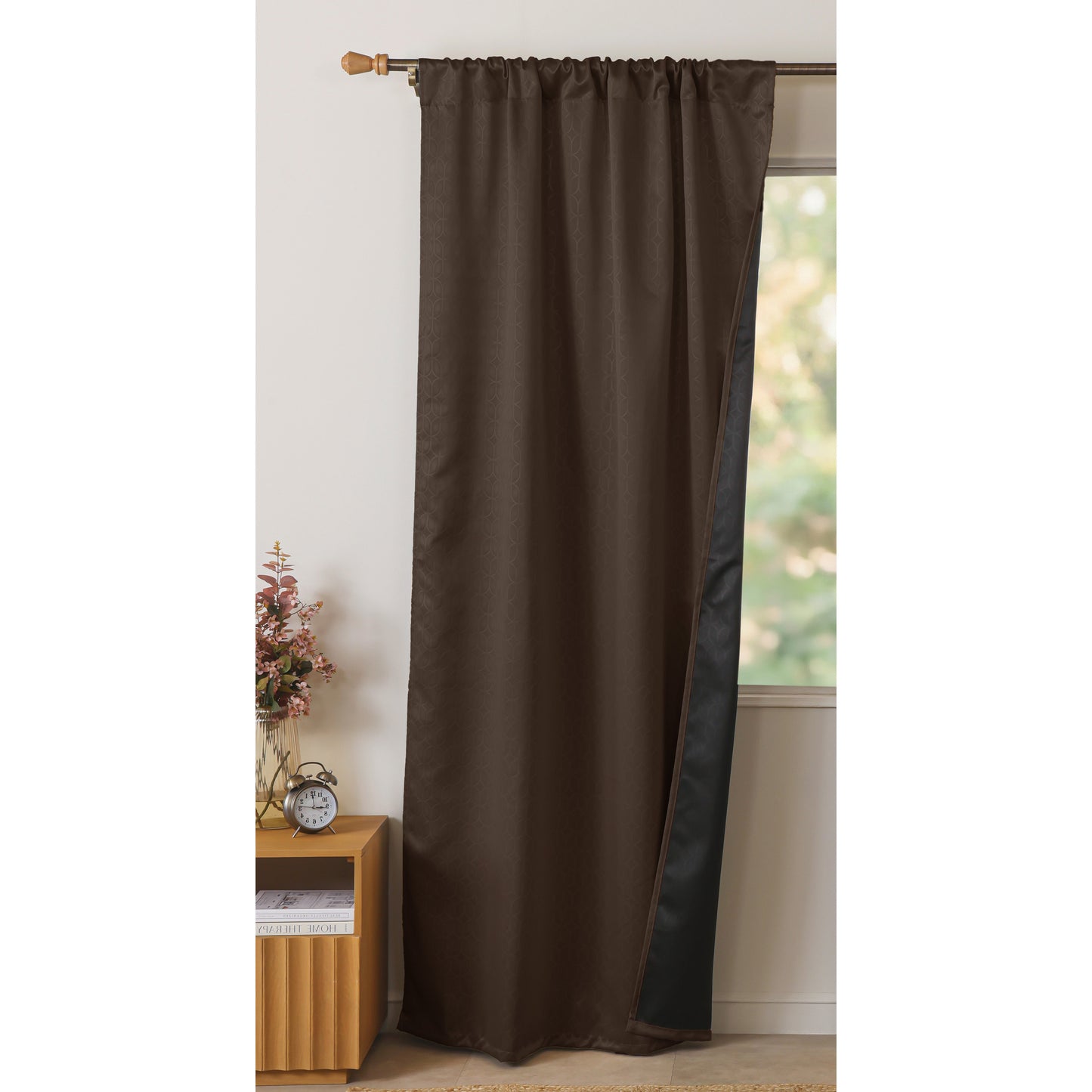 Brown Rod Pocket Solid Curtain