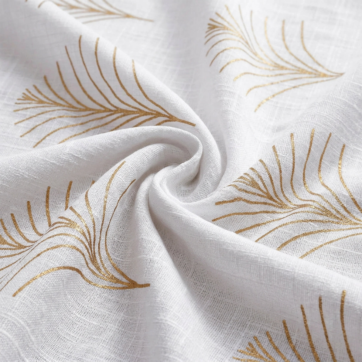 Imprimer Palmetto Plume - Gold Tree Printed Eyelet Sheer Curtain