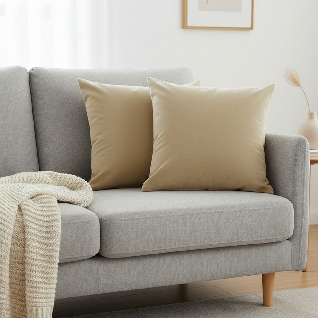 Fort Royal - Velvet Solid Dye Cushion Cover (Beige)