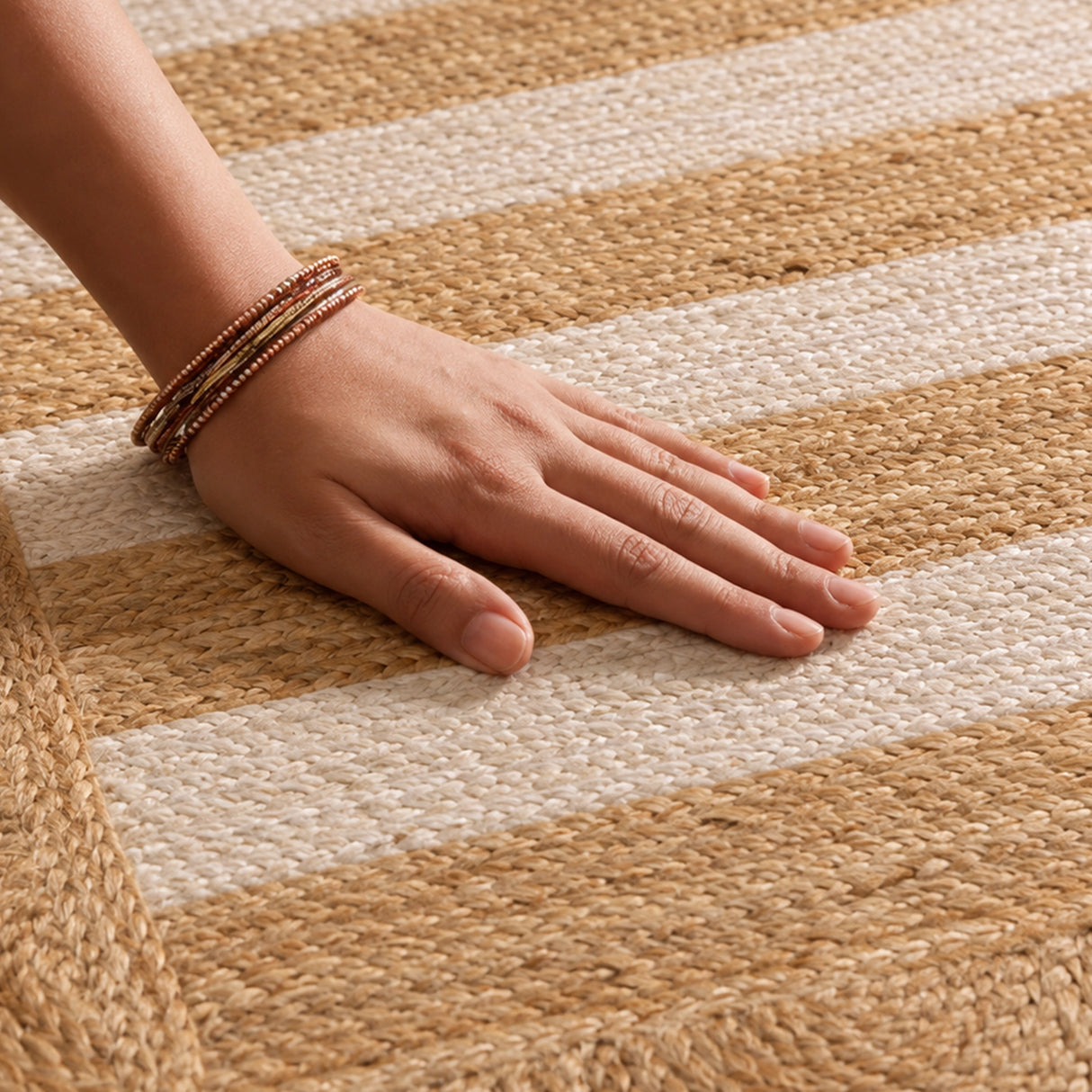 Scalloped Stripe Jute Area Rug - Rectangular