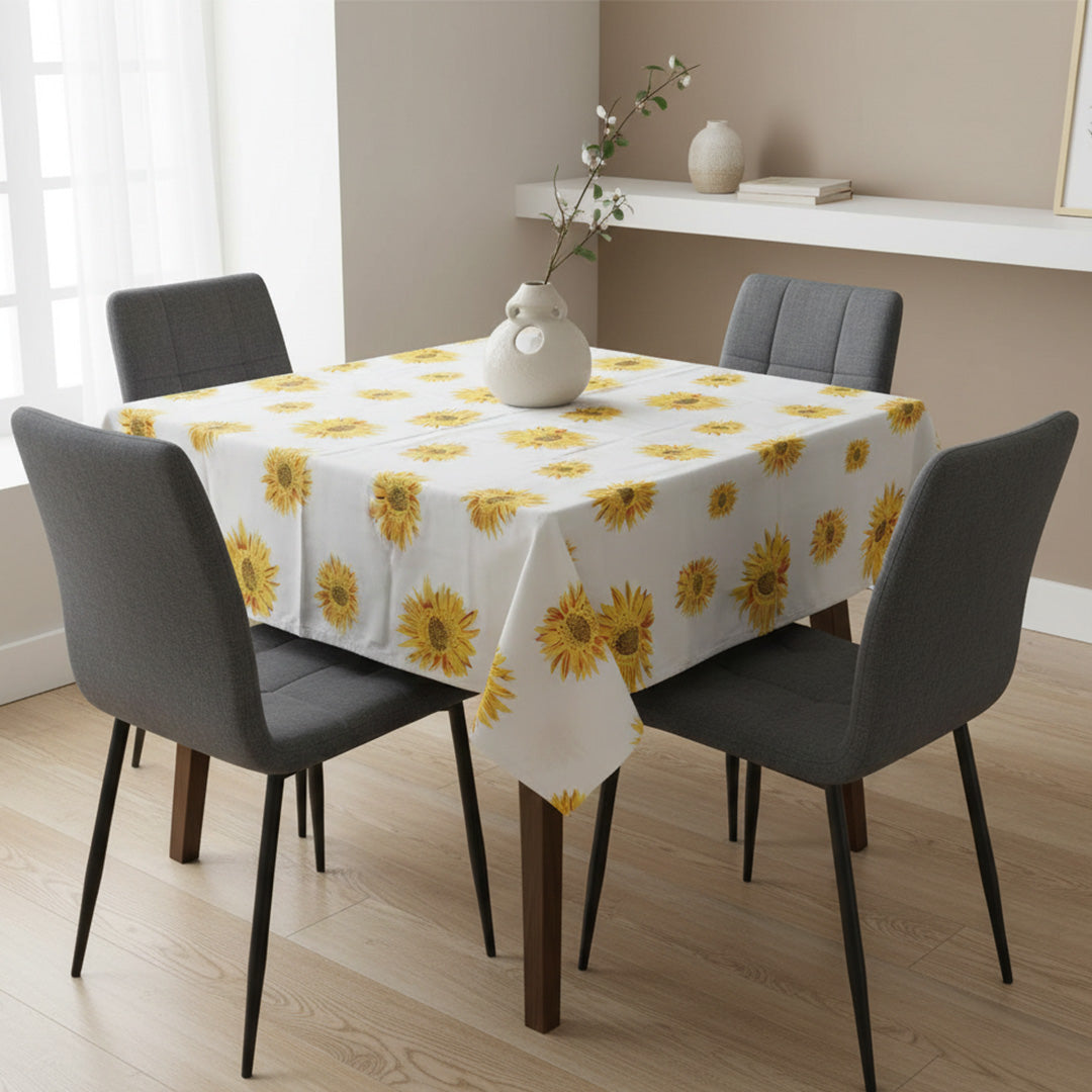 Cotton Sun Flower Print Dining Table Cover (Multicolor)