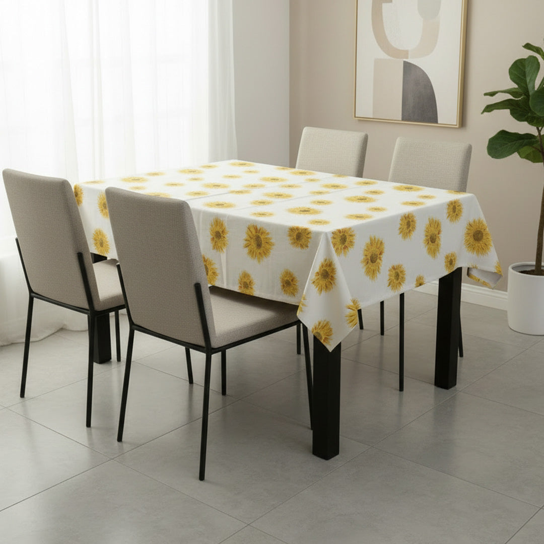 Cotton Sun Flower Print Dining Table Cover (Multicolor)