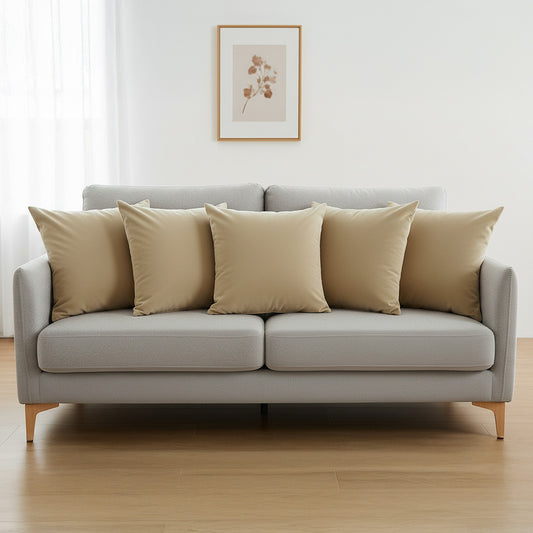 Fort Royal - Velvet Solid Dye Cushion Cover (Beige)Fort Royal - Velvet Solid Dye Cushion Cover (Beige)