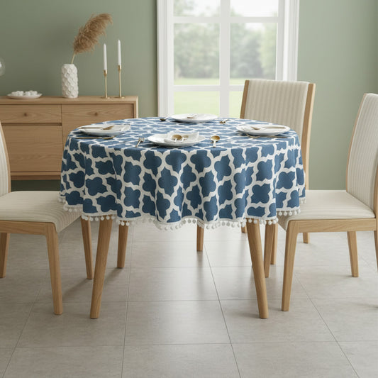 Cotton Quatrefoil Printed Dining Table CoverCotton Quatrefoil Printed Dining Table Cover
