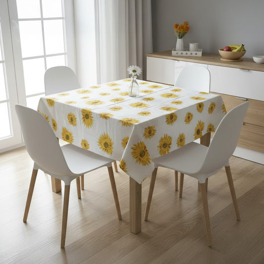 Cotton Sun Flower Print Dining Table Cover (Multicolor)Cotton Sun Flower Print Dining Table Cover (Multicolor)