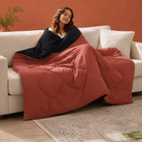 Fort - Box Stitch Duvet Comforter (Red & Black)