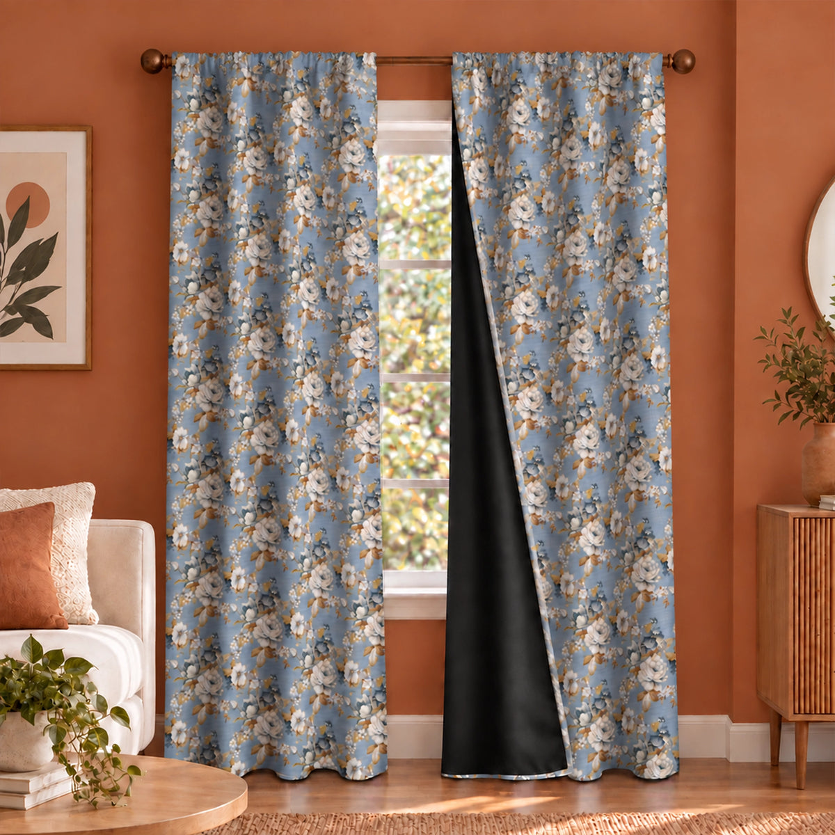 Imprimer Abstract - Digital Printed Blackout Curtain (Delicate Bloom)