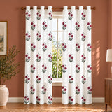 Fort Absolute - Eyelet Red Rose Sheer Curtain