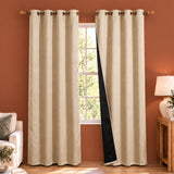 Opaline Beige Embossed Blackout Curtain (Elara - Eyelets)