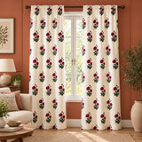 Red Rose Printed Rod Pocket Duck Curtain