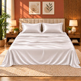 Premium Poly Satin Bedsheet – Soft, Smooth & Silky,Champagne