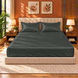 Premium Poly Satin Fitted Bedsheet – Soft, Smooth & Snug Fit,Graphite Grey