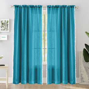 Fort Handpicked Breeze - Rod Pocket Blue Sheer Curtain