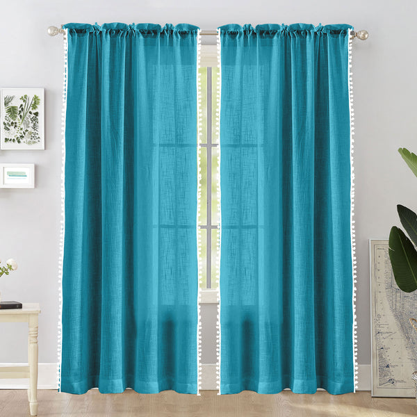 Fort Handpicked Breeze - Rod Pocket Blue Sheer Curtain
