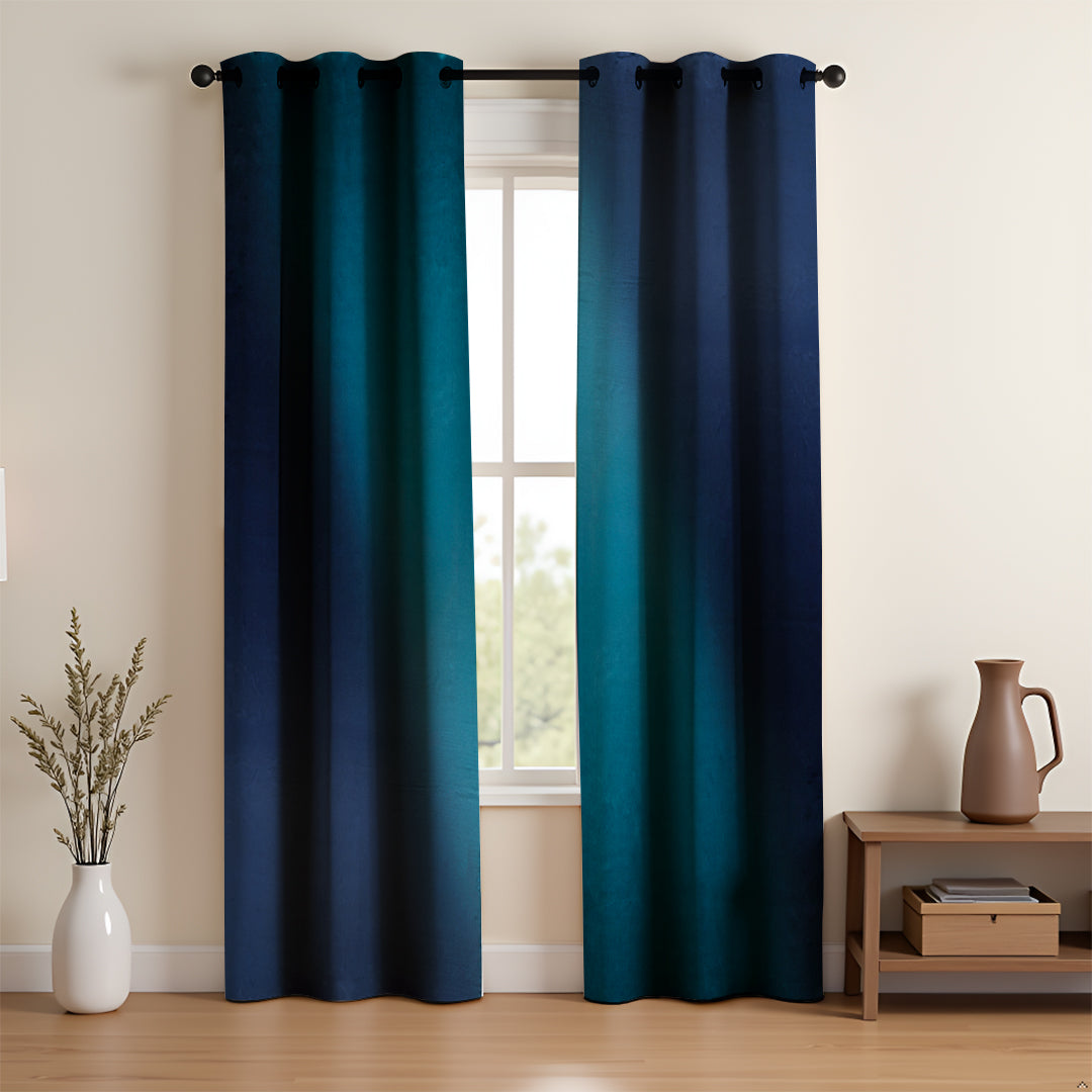 Blackout Ombre Curtain (Turquoise & Blue)