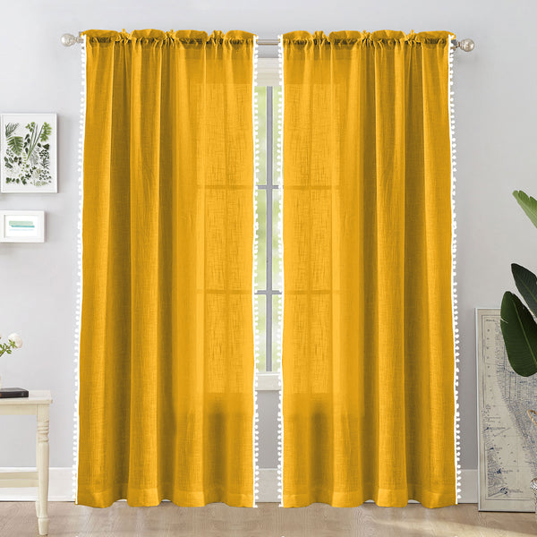 Fort Handpicked Breeze - Rod Pocket Yellow Sheer Curtain