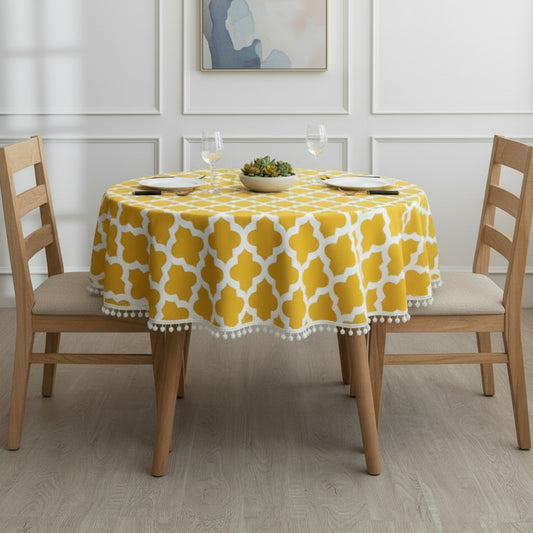 Cotton Quatrefoil Printed Dining Table CoverCotton Quatrefoil Printed Dining Table Cover