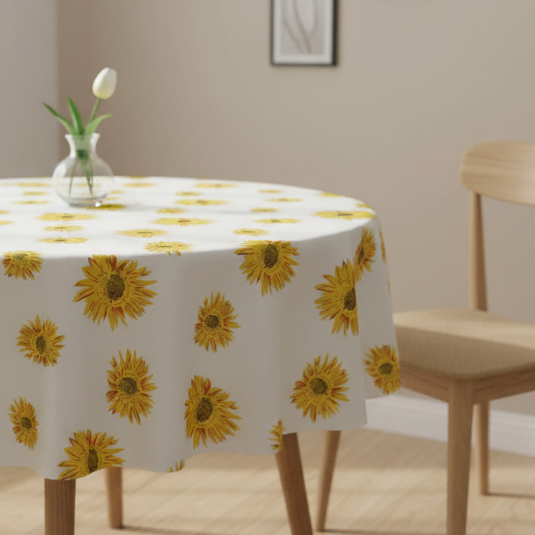 Cotton Sun Flower Print Dining Table Cover (Multicolor)