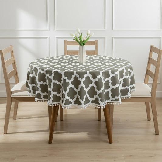 Cotton Quatrefoil Printed Dining Table CoverCotton Quatrefoil Printed Dining Table Cover