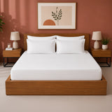 Breton Drift - Satin Stripes Fitted Bedsheet (White)