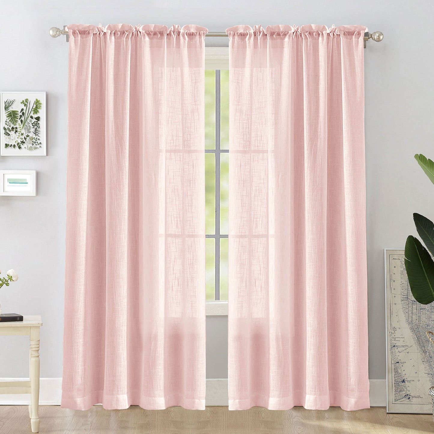 Fort Absolute - Rod Pocket Pink Sheer Curtain